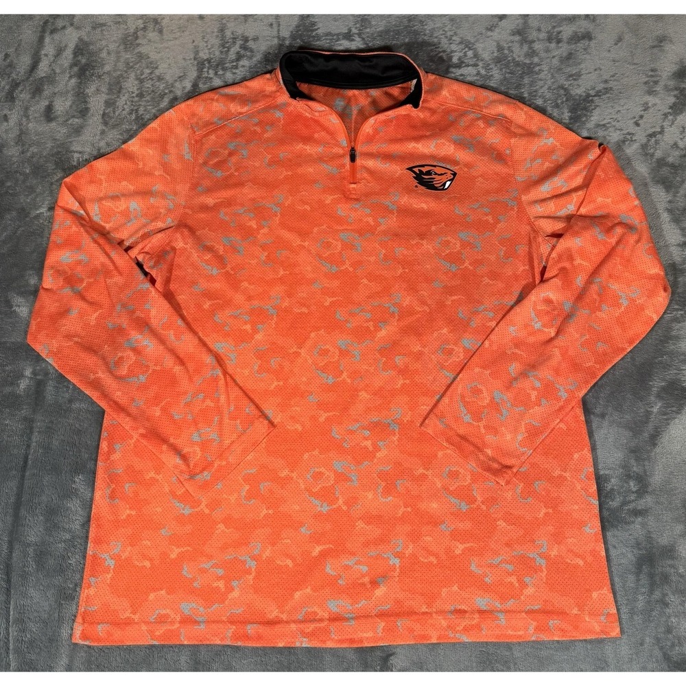 Oregon State Beavers Shirt Mens M Orange NCAA Football Colosseum Quarter Zip
